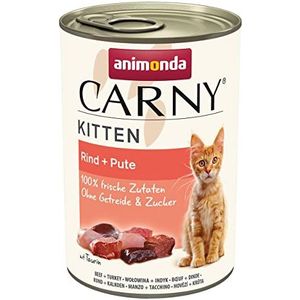 animonda Carny Kitten Natvoer voor katten en katten, vochtig, voor kittens, rundvlees + kalkoen, 12 x 400 g