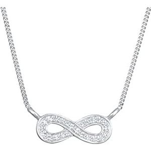 Elli Premium damesketting met hanger Infinity trendsymbool 925 zilver diamant (0,23 ct) wit briljant geslepen 45 cm - 0101610814_45