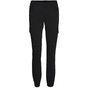 VERO MODA Dames Jeans Broek Stretch Denim Jogger Cargo Pantalon VMIVY, Colour:Black, Size:XS / 30L, Beenlengte:L30