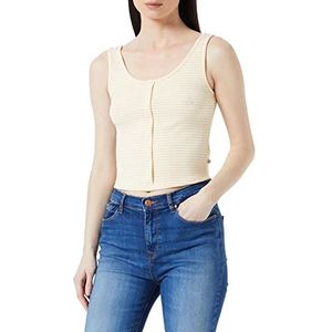 LTB Jeans Dames Kobele shirt met schouderbandjes/Cami Shirt, Off White Lemon Drop Stripe 13659, XXL, Off White Lemon Drop Stripe 13659, XXL