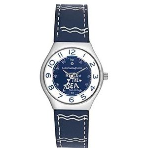 Lulu Castagnette meisjes analoog kwarts horloge met leren band 38984, Blauw, riem