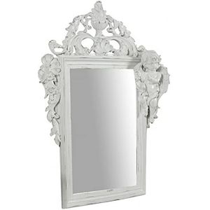 Biscottini Spiegel in antiek wit, 50,5 x PR8,5 x 65,5 cm, rechthoekig, wandspiegel, shabby chic, make-upspiegel, badkamerspiegel