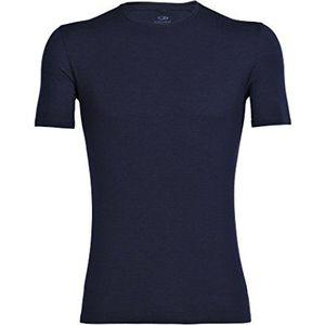 Icebreaker Heren Anatomica Crewe T-Shirt - Functioneel Shirt Heren - Merino Wol Ondergoed - Midnight Navy, S