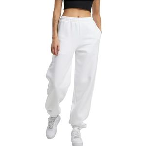 Build Your Brand Fluffy Joggingbroek voor dames, losse pasvorm, maten XS - 5XL, wit, S