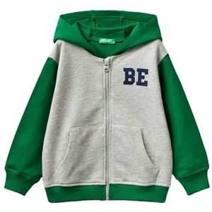 United Colors of Benetton Sweatshirt met capuchon voor kinderen en jongens, grijs en groen 901, 1 jaar