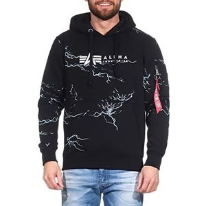 ALPHA INDUSTRIES - Lightning All Over Print - Hoodie - Zwart - Katoen