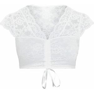 Susa Wiesn-Zauber Dirndl blouse dames vleugelarm I moderne klederdrachtblouse dames met chique kant I ivoor I maat 36, ivoor, 36