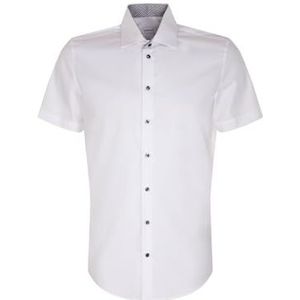 Seidensticker Zakelijk overhemd voor heren, slim fit, strijkvrij, kent-kraag, korte mouwen, 100% katoen, wit, 44