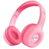 Trust Nouna Hoofdtelefoon Draadloos Bluetooth voor Kinderen 4-10 Jaar met Volumebegrenzing (85dB), On Ear Opvouwbare Headphones met Microfoon en Stickers, Koptelefoon Kinderen 15 uur Speeltijd, Roze