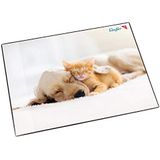 Läufer 46657 bureauonderlegger hond en kat, 53 x 40 cm, antislip bureauonderlegger voor kinderen, met transparant zijvak