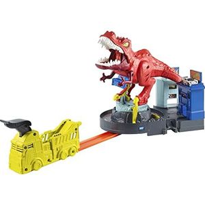 Hot Wheels Razende T-Rex baanset, geschikt voor Hot Wheels City sets, speelgoed voor jongens van 5 tot 10 jaar, GWT32