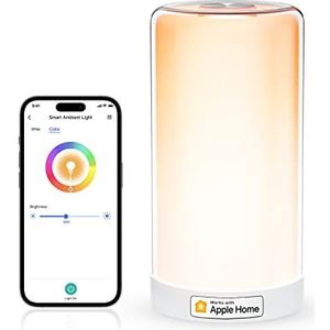 Wifi-led-bedlamp, werkt met Apple HomeKit, Meross sfeervolle touch tafellamp voor slaapkamer woonkamer, compatibel met Siri, Alexa, Google en Smartthings, geen hub nodig