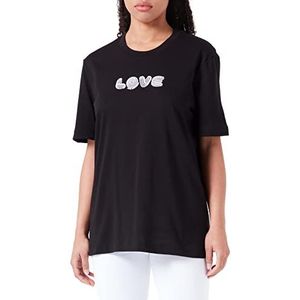 Love Moschino Dames Regular Fit Short-Sleeved T-Shirt, Zwart, 38, zwart, 38