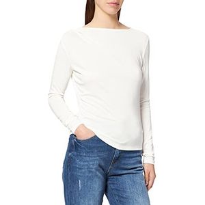 NA-KD Gedrapeerd shirt met lange mouwen voor dames, Gebroken Wit, XS