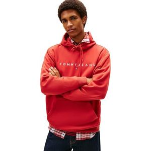 Tommy Jeans Heren TJM REG LINEAR LOGO HOODIE EXT DM0DM20746 Pullover Hoodie, Rood (Terracotta Rood), L, Rood (Terracotta Rood), L