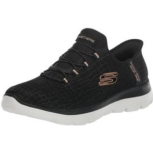 Skechers Dames Handsfree Slip-ins Summits-Classy Night Sneaker, Zwart Rose Goud = bkrg, 9