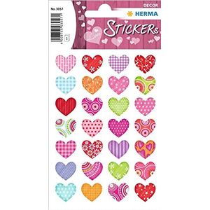 HERMA 3057 Valentijnsdag hartstickers, kleurrijke harten (84 stickers, papier, mat) zelfklevend, permanent hechtende etiketten voor decoratie voor meisjes en jongens, kleurrijk