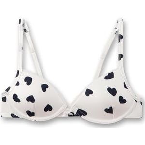 Sanetta Meisjesbeha beige | Comfortabele en aangename beha zonder beugel voor meisjes van katoenmix. Ondergoed met verstelbare bandjes en hartjes-allover | Ondergoed voor meisjes, beige, 65AA