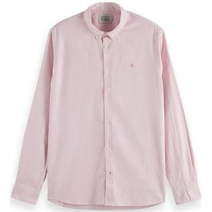 Scotch & Soda Seasonal Essentials Oxford gestreept shirt voor heren, Pink Stripe 6099, XXL