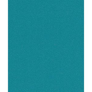 Rasch Behang 469103 - effen behang met fijne structuur in turquoise, structuurbehang, unibehang - 10,05m x 0,53m (LxB)