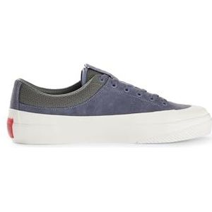 HUGO Dyer Tenn Lowtop sneakers voor heren, van suède met rood logo-label, maat, Open Blue462, 46 EU