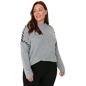 Trendyol Dames coltrui effen normale plus size trui sweatshirt, grijs melange, XL, Grijze Melange, XL