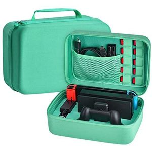 Younik Hoes voor NS Switch / Switch OLED Deluxe harde shell hoes voor de NS Switch console, Switch Dock, voeding, HDMI-kabel, Pro controller en 10 Game Cart (groen)