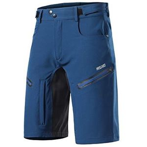 ARSUXEO Fietsbroek voor heren, losse pasvorm, fietsbroek met vochtafvoerende tailleband 2006, Donkerblauw, XXL