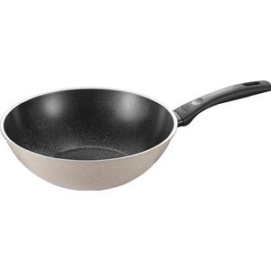 BALLARINI Ledro Wok, 28 cm, aluminium, geschikt voor inductie, keramische antiaanbaklaag, Thermopoint, Made in Italy, beige