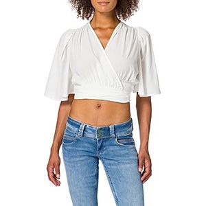 NA-KD Vloeiende wikkelblouse voor dames, Wit, 64