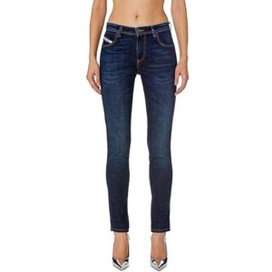 Stretchbroeken - Blauw Denim - Skinny Pasvorm - Mid Waist