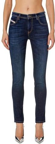 Stretchbroeken - Blauw Denim - Skinny Pasvorm - Mid Waist