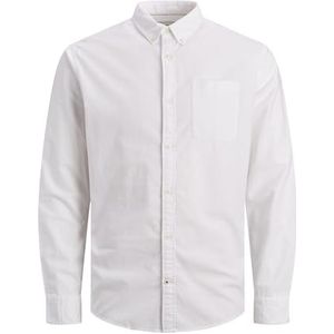 Mann JACK & JONES Effen Grote Maten Hemd Basis Lange Mouw Shirt Uni Zakelijk JJEOXFORD, Colour:White, Size:5XL