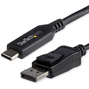 StarTech.com 1 m USB-C naar DisplayPort 1.4-kabel, 8K/5K/4K USB Type-C naar DP 1.4 Alt Mode videoadapter/kabel, HBR3/HDR/DSC, 8K 60Hz DP monitorkabel, USB-C/Thunderbolt 3 compatibel (CDP2DP141MB)