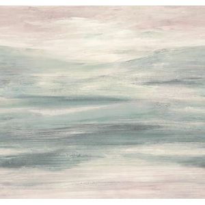 Rasch Fotobehang 363548 - vliesbehang met abstract aquarel landschap in roze blauw - 3,18 m x 3,00 m (B x L)