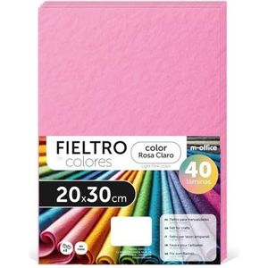 m-office Kleurige luiers, vilt voor creatief knutselen, naaien en patchwork, materiaal voor scrapbooking en decoraties, doe-het-zelf set, kleuren, ideaal doe-het-zelf handwerk, 20 x 30 cm (lichtroze