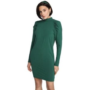 Madnezz House Dames Valentina jurk met opstaande kraag, lange mouwen, mini-lengte, versterkte schouders. Dress, groen, XL, groen, XL