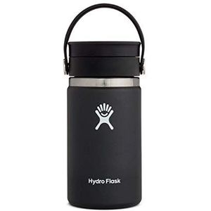 Hydro Flask - Reiskoffiefles 354 ml (12 oz) - Vacuüm geïsoleerde roestvrijstalen reismok met lekvrij Flex Sip deksel - BPA-vrij - Wide Mouth - Black
