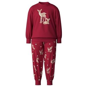 CALIDA Family & Friends Pyjama met boordjes voor kinderen, van 100% biologisch katoen, met zachte geribbelde manchetten aan de boorden, Rood (Rio Red), 80-86
