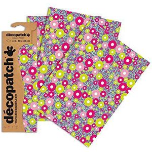 Decopatch Papier No. 552 (groen roze cirkels, 395 x 298 mm) verpakking van 3