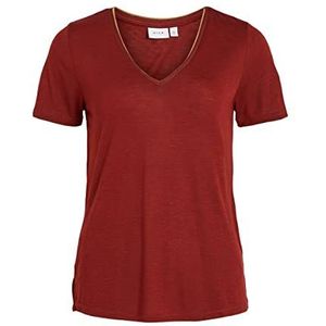 Vila Vinoel Lurex S/S Top-Noos T-shirt voor dames, Fired Brick, S