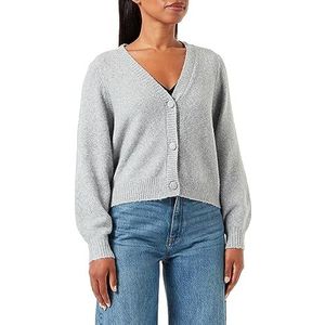 Bestseller A/S Dames VMDOFWOOL LS V-NK Button Cardi GA NOOS gebreide jas, lichtgrijs melange, XL, Light Grey Melange, XL