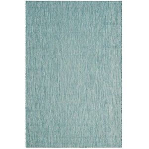 Safavieh tapijt voor binnen en buiten, geweven, polypropyleen, donker aqua 90 X 150 cm Aqua/Aqua