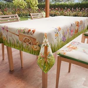 PETTI Artigiani Italiani - Tafelkleed Pasen vlekbestendig rechthoekig tafelkleed Pasen keuken Ontwerp Konijn X6-zits (140 x 180 cm) 100% Made in Italy