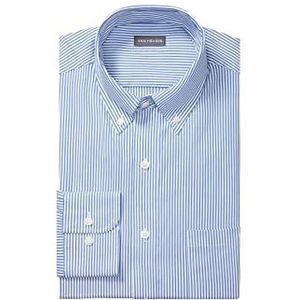 Van Heusen Men's Pinpoint Regular Fit Stripe Button Down Collar Dress Shirt, Blue, 16.5"" Neck 32""-33"" Sleeve