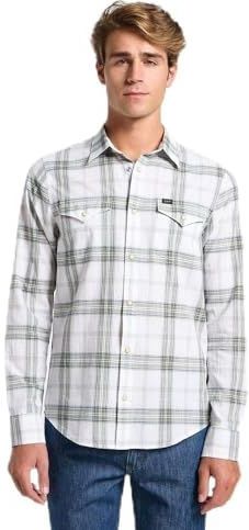 Lee - Clean Western - Overhemd - Groen-Witte Ruit - Katoenen Popeline, Lange Mouwen