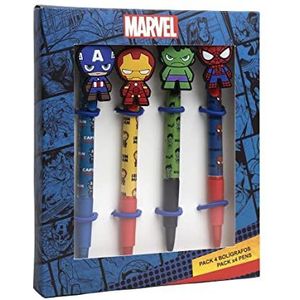 CERDÁ LIFE'S LITTLE MOMENTS - Set van 4 hoogwaardige balpennen The Avengers, een origineel schrijfwarencadeau voor fans - officieel gelicentieerd door Marvel, 270000340