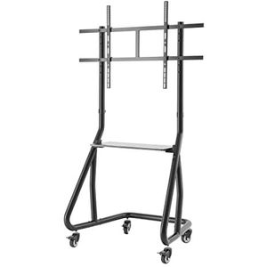 Hama Tv-trolley, verrijdbare tv-standaard voor 49-100 inch, in hoogte verstelbaar, mobiele tv-houder met vergrendelbare wielen, hifi-rek, VESA-compatibele vloerstandaard voor tv oprolbaar, zwart