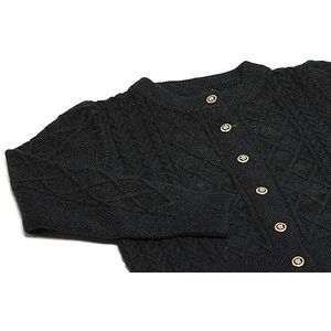 DreiMaster Klassik Dames vintage gevlochten warm gebreid vest wolwit maat XS/S, zwart, XS