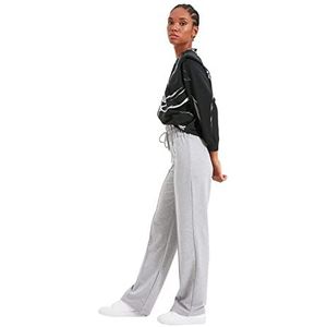 Trendyol Vrouwen Hoge Taille Rechte Been Rechte Joggingbroek, Grijs, M